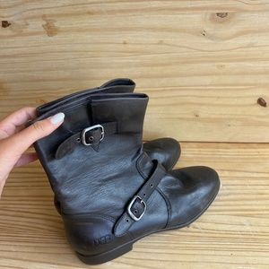 UGG Brown Leather Buckle Boots